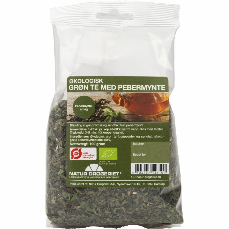 Grøn te m/pebermynte 100 g Øko