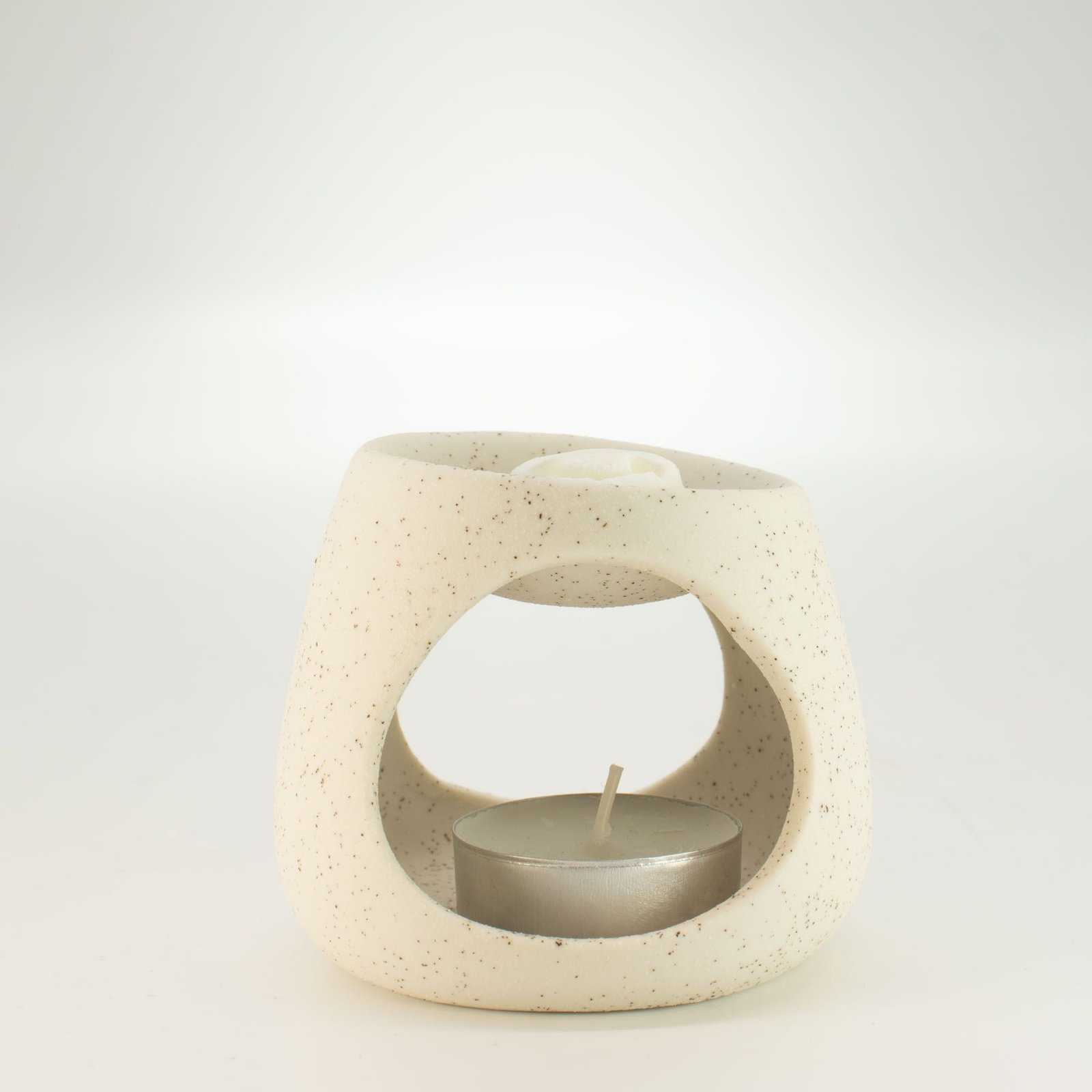 Ceramic Zen Oil Burner - Round Pebble - Speckled Off-White - Billede 4