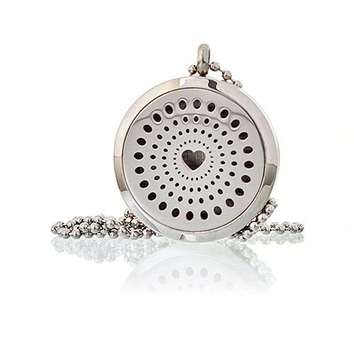 Aromatherapy Jewellery Necklace - Diamonds Heart 30mm