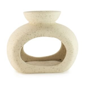 Ceramic Zen Oil Burner - Oval Pebble - Speckled Off-White