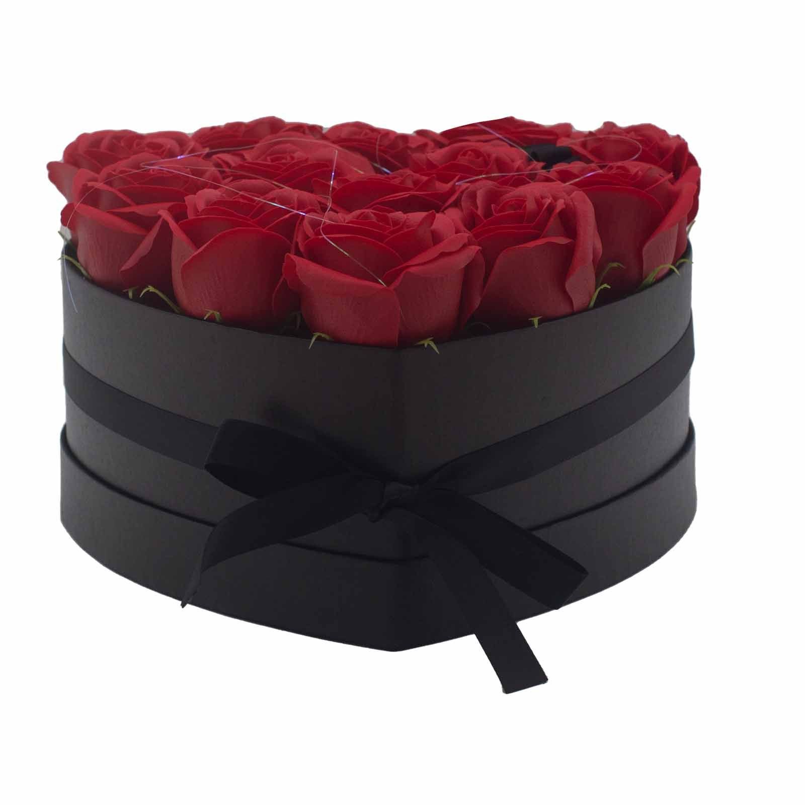 Soap Flower Gift Bouquet - 13 Red Roses - Heart - Billede 5