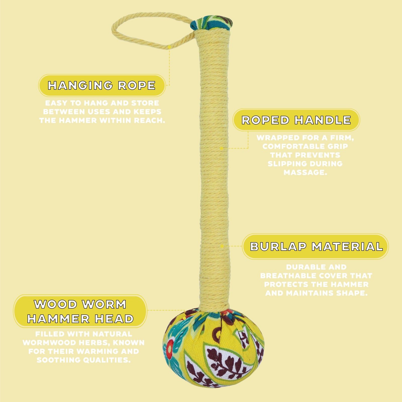 Wormwood Massage Hammer - Lemon - Billede 3