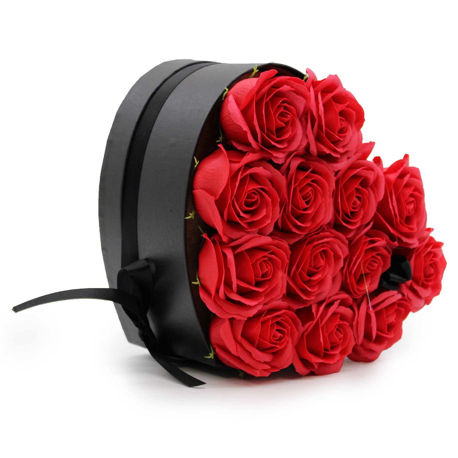 Soap Flower Gift Bouquet - 13 Red Roses - Heart - Billede 7