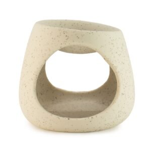 Ceramic Zen Oil Burner - Round Pebble - Speckled Off-White