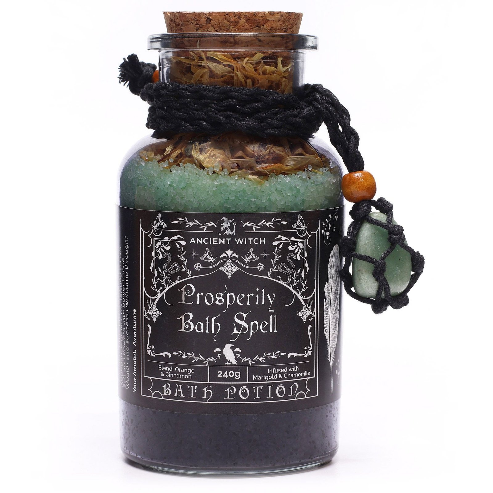 Ancient Witch Bath Spell Potion & Aventurine Crystal Amulet - Prosperity - Billede 10