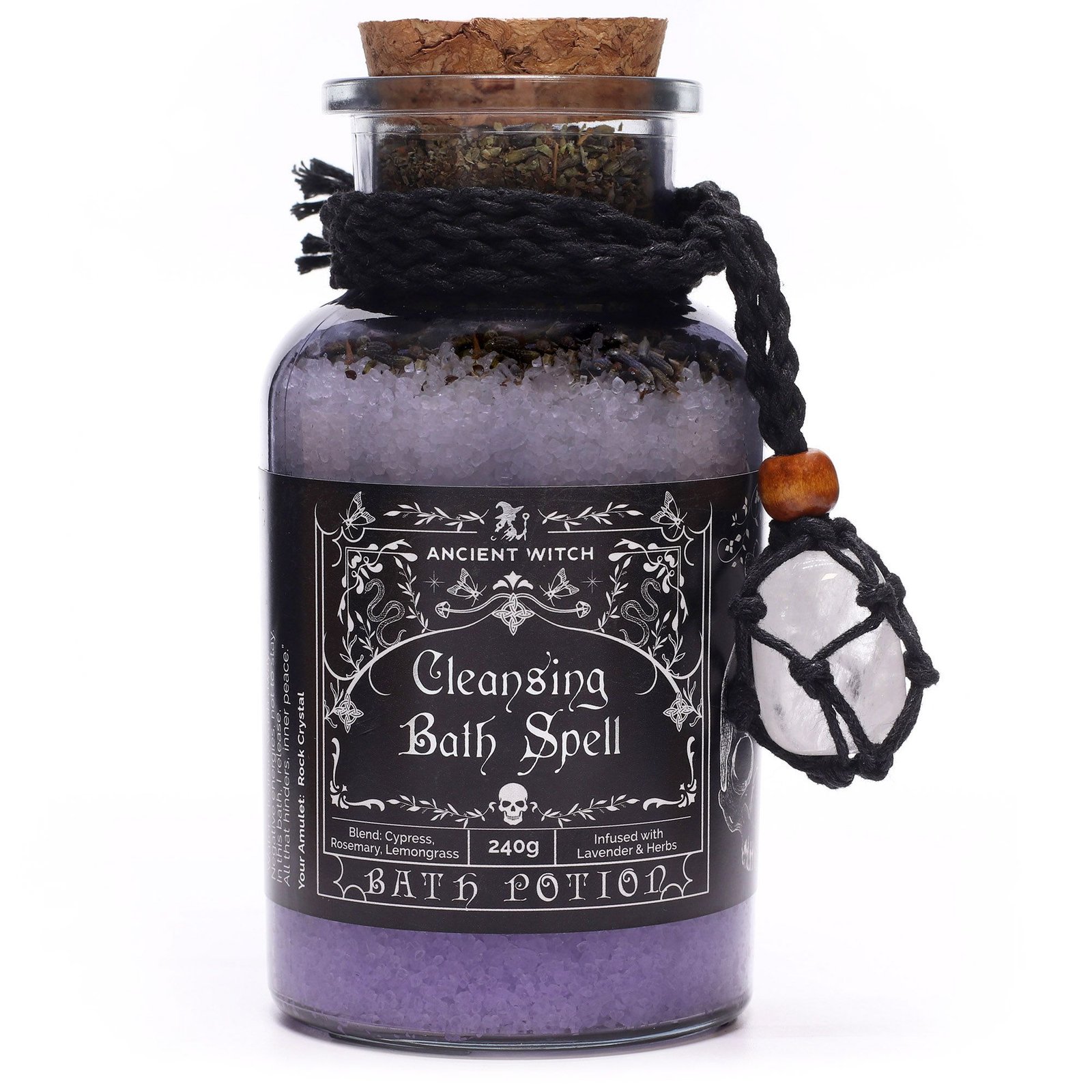 Ancient Witch Bath Spell Potion & Rock Crystal Amulet - Cleansing - Billede 5