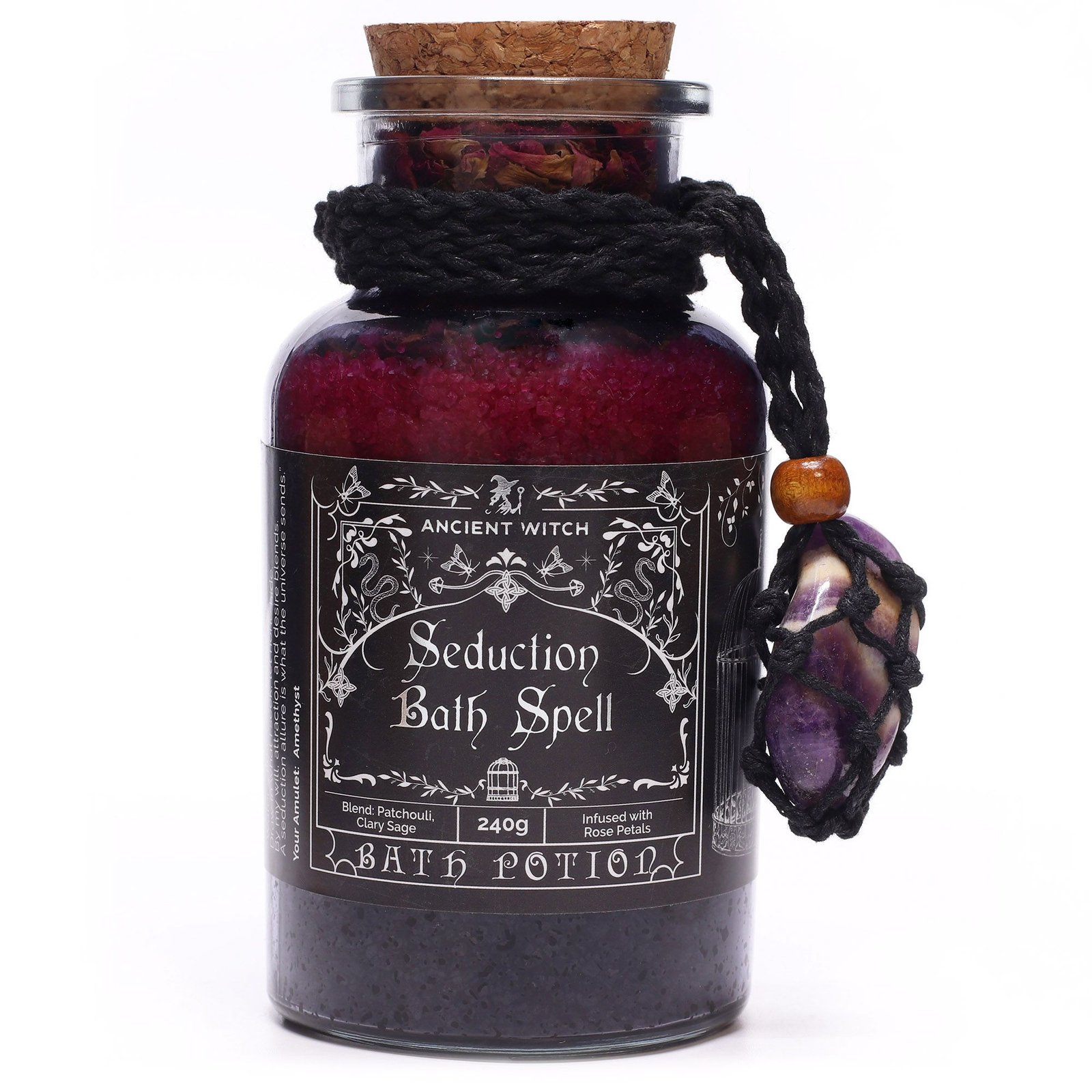 Ancient Witch Bath Spell Potion & Amethyst Crystal Amulet - Seduction - billede 2