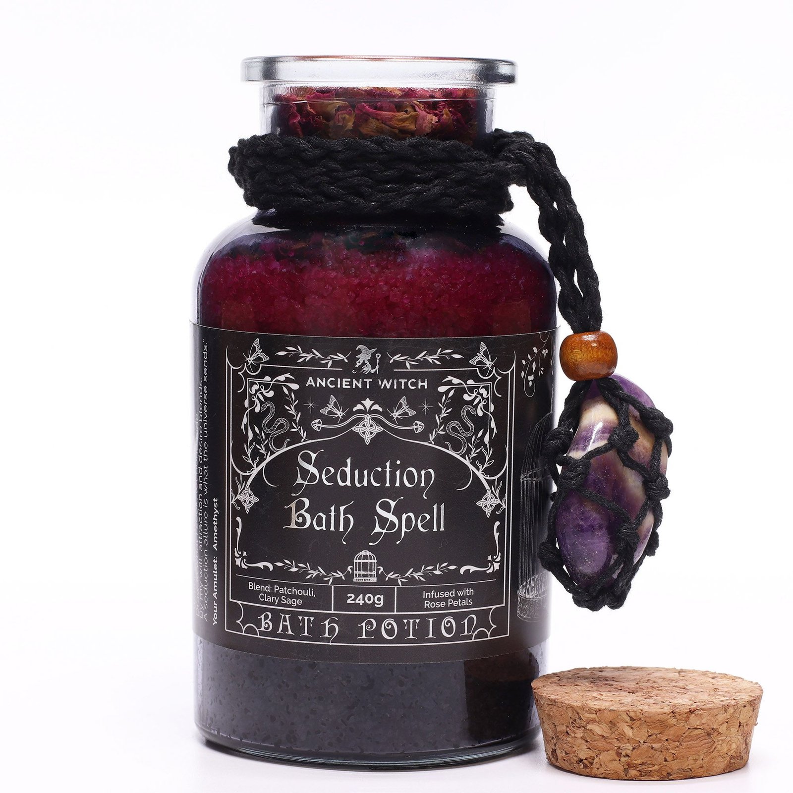 Ancient Witch Bath Spell Potion & Amethyst Crystal Amulet - Seduction - billede 11
