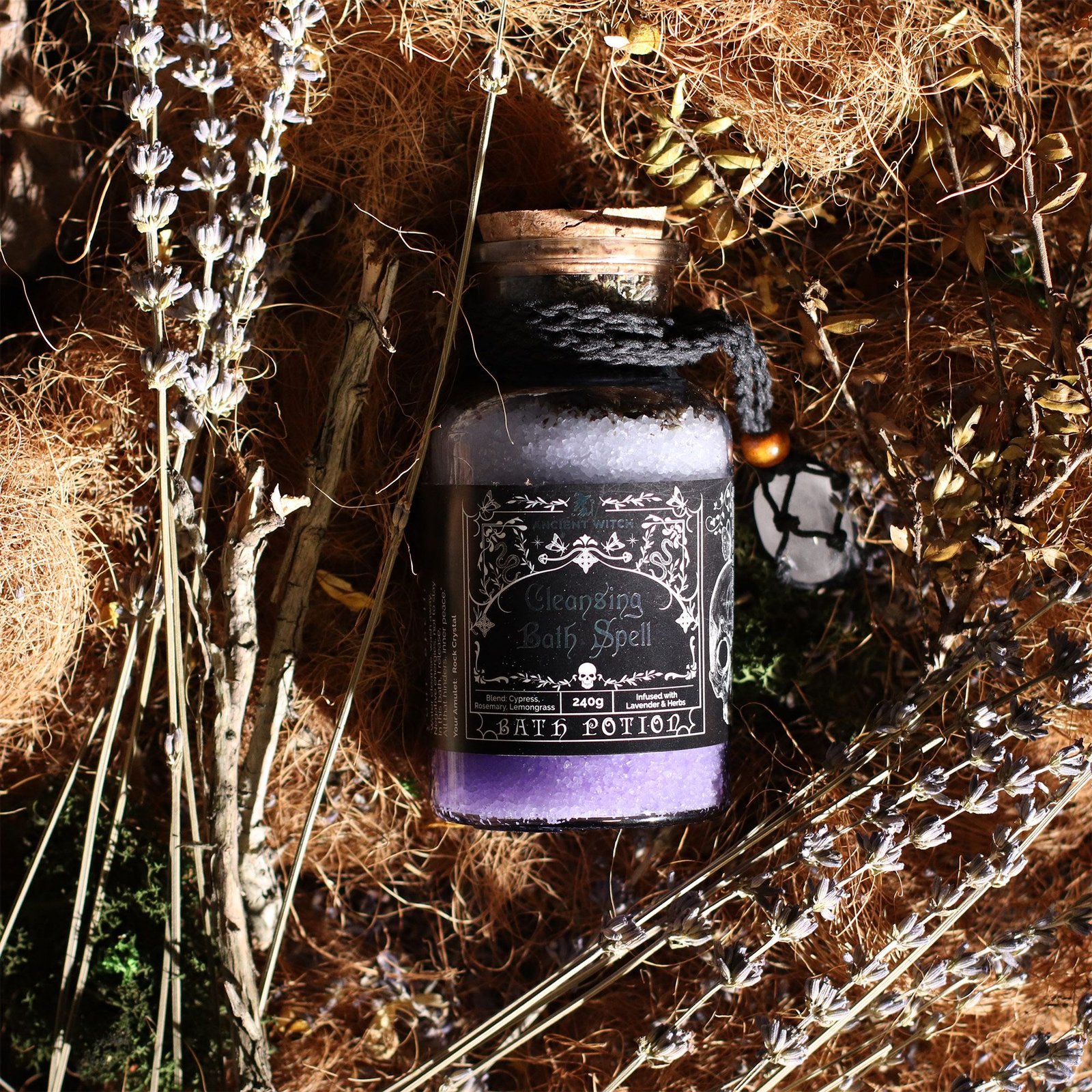 Ancient Witch Bath Spell Potion & Rock Crystal Amulet - Cleansing - Billede 8