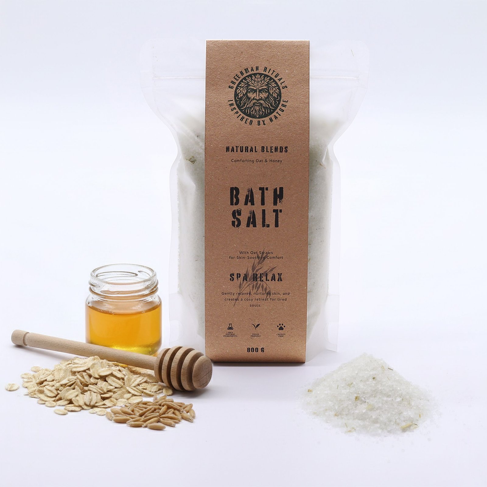 Greenman Rituals Oat & Honey Epsom Bath Salt – Spa Relax Blend - Billede 3