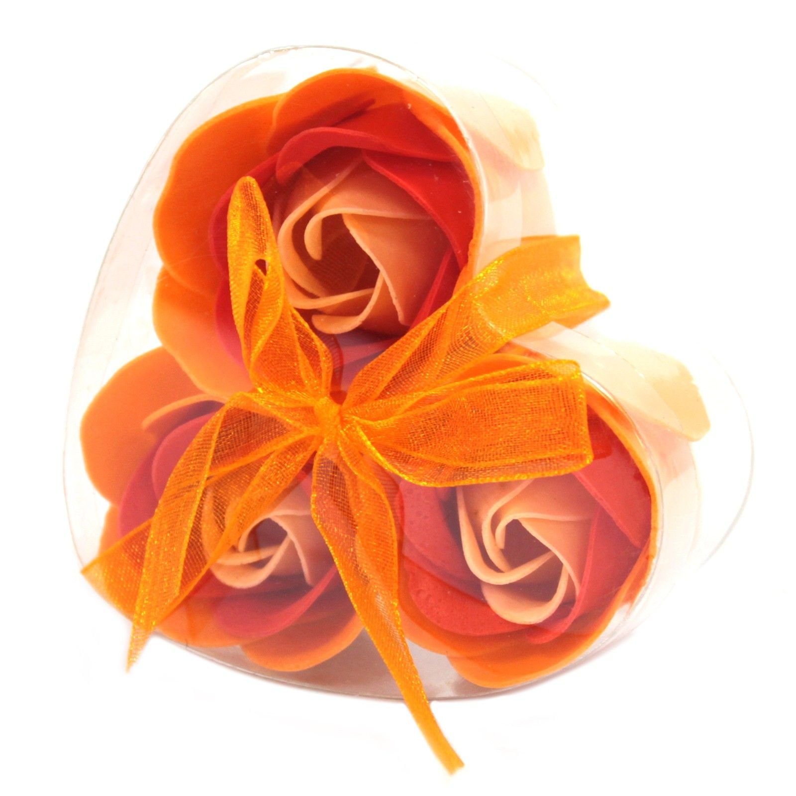 Set of 3 Soap Flower Heart Box - Peach Roses - Billede 2