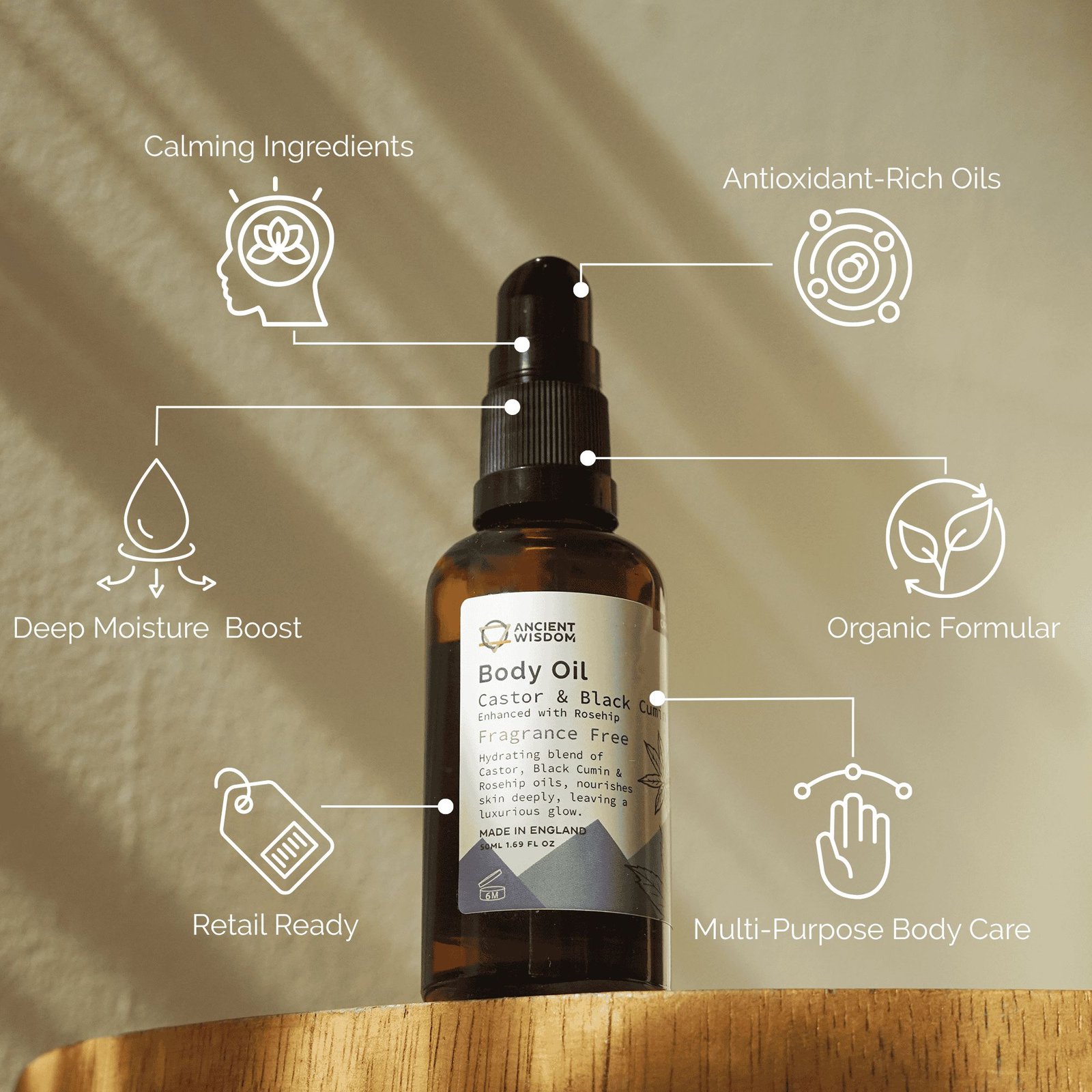 Organic Body Oil 50ml - Rosehip (Unfragranced) - Billede 5