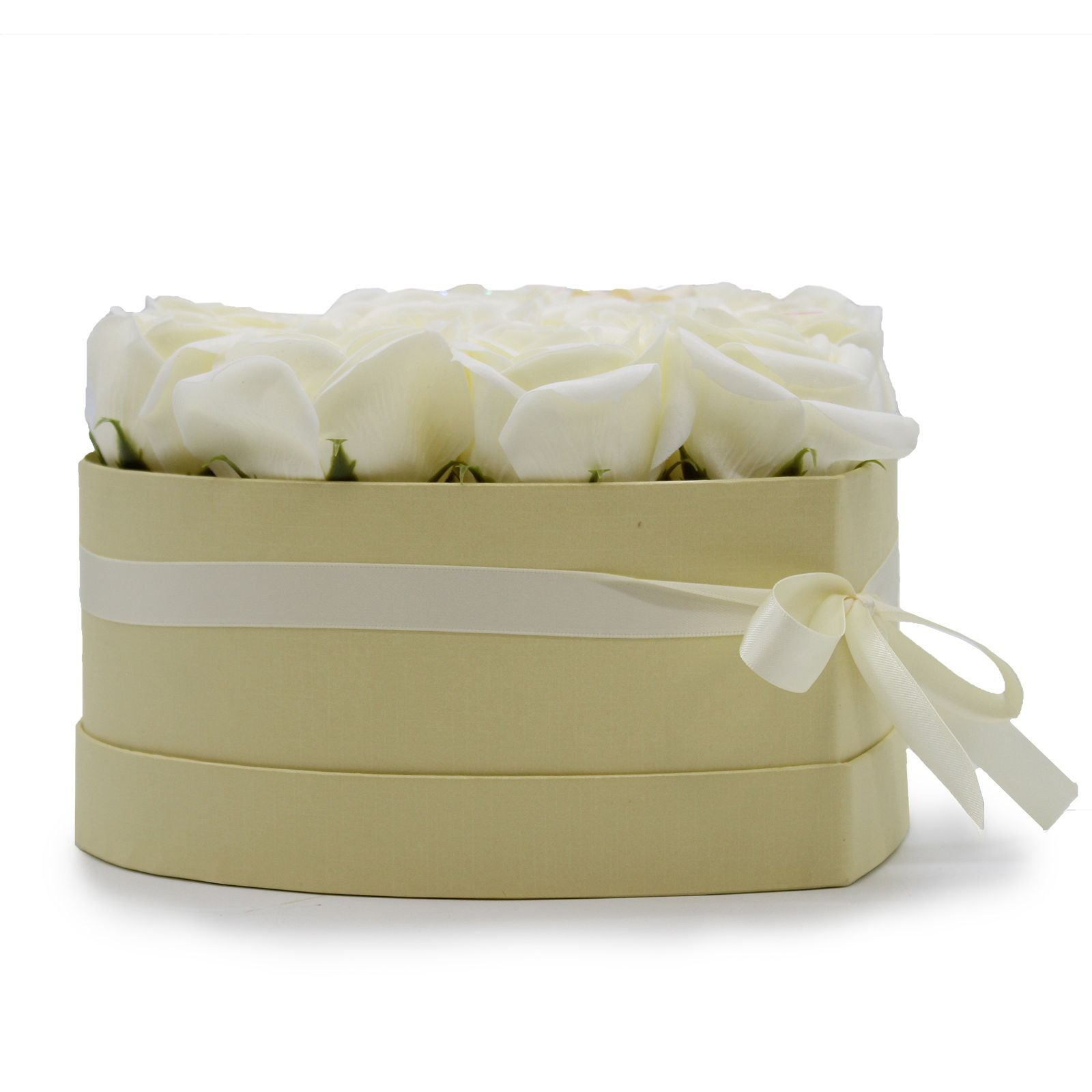 Soap Flower Gift Bouquet - 13 Cream Roses - Heart - Billede 5
