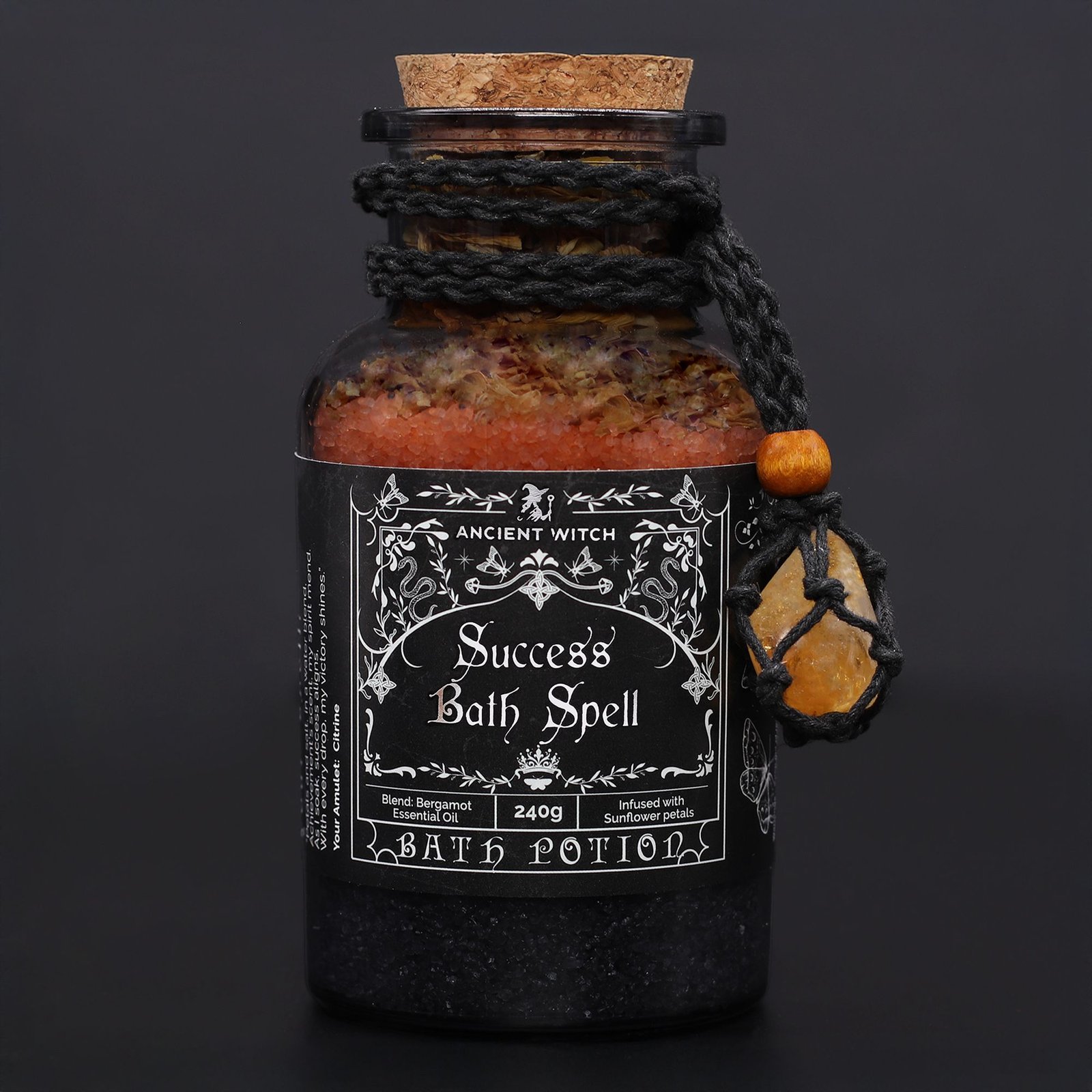 Ancient Witch Bath Spell Potion & Citrine Crystal Amulet - Success - Billede 8