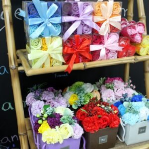 Set of 9 Soap Flowers - Red Roses