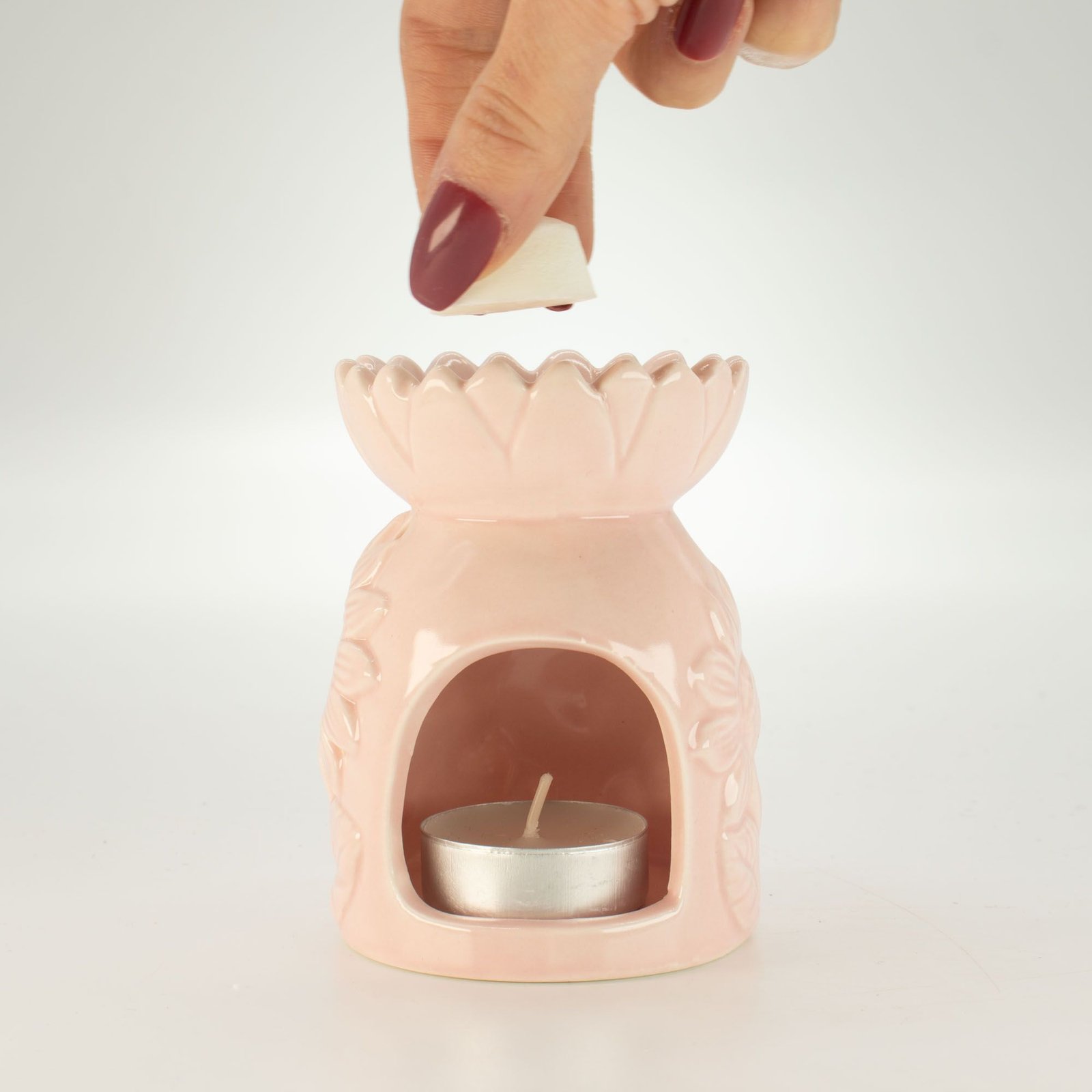 Ceramic Sunflower Oil Burner - Pastel Pink - Billede 5