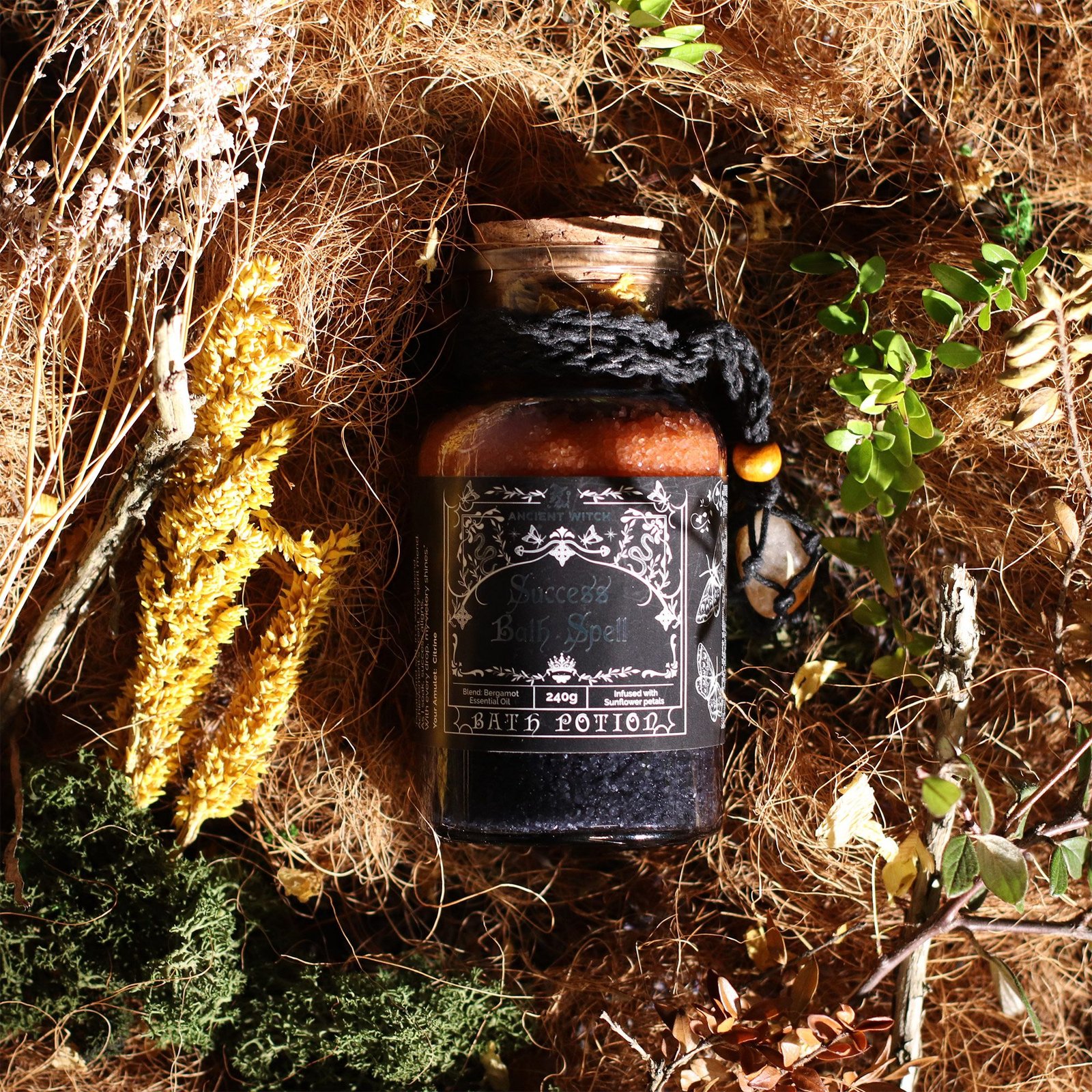 Ancient Witch Bath Spell Potion & Citrine Crystal Amulet - Success - Billede 5