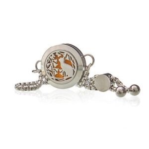 Aromaterapi Smykke Kæde Armbånd - Kat & Blomster - 20mm