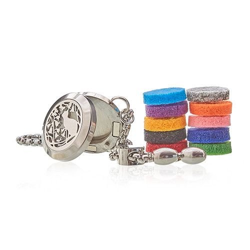 Aromaterapi Smykke Kæde Armbånd - Kat & Blomster - 20mm - Billede 3