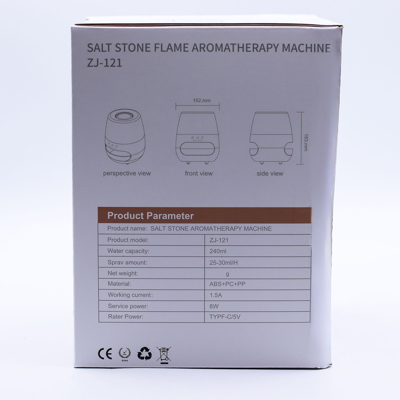 Salt Stone Flame Effect Aroma Diffuser - White USB - Colour Change and Timer - Billede 11