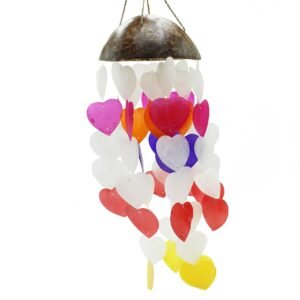 Capiz Vindspil med Store Hjerter – 40 cm