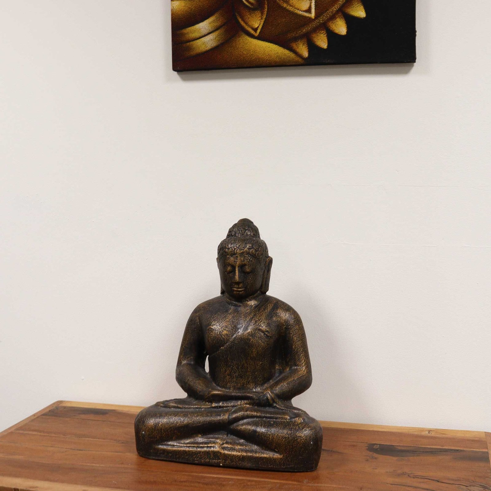 Buddhastatue i Antik Guld – 50 cm - Billede 2