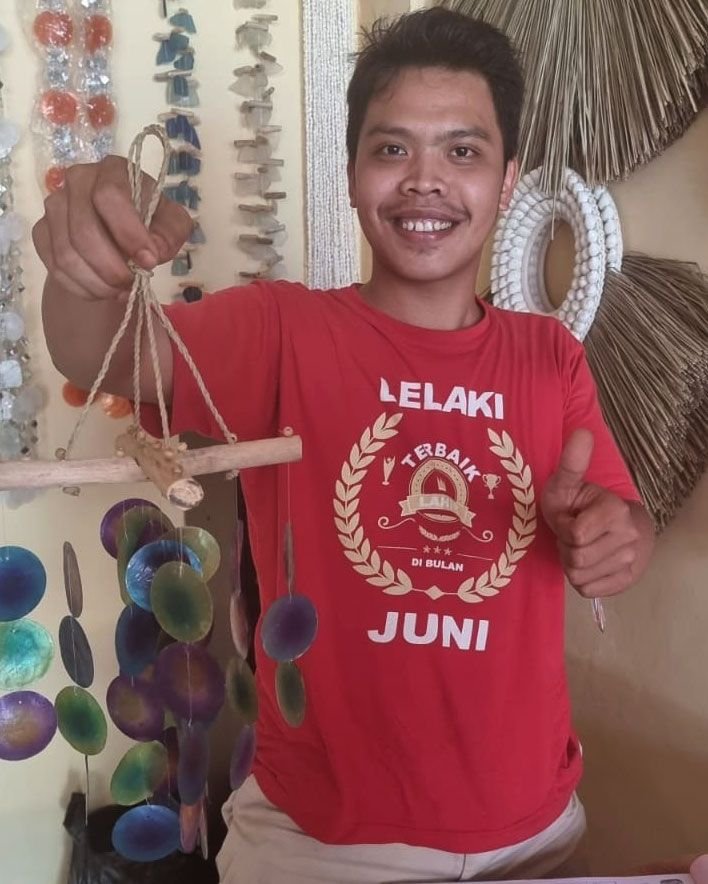Capiz Vindspil med Perler og Drivtømmer - Billede 4