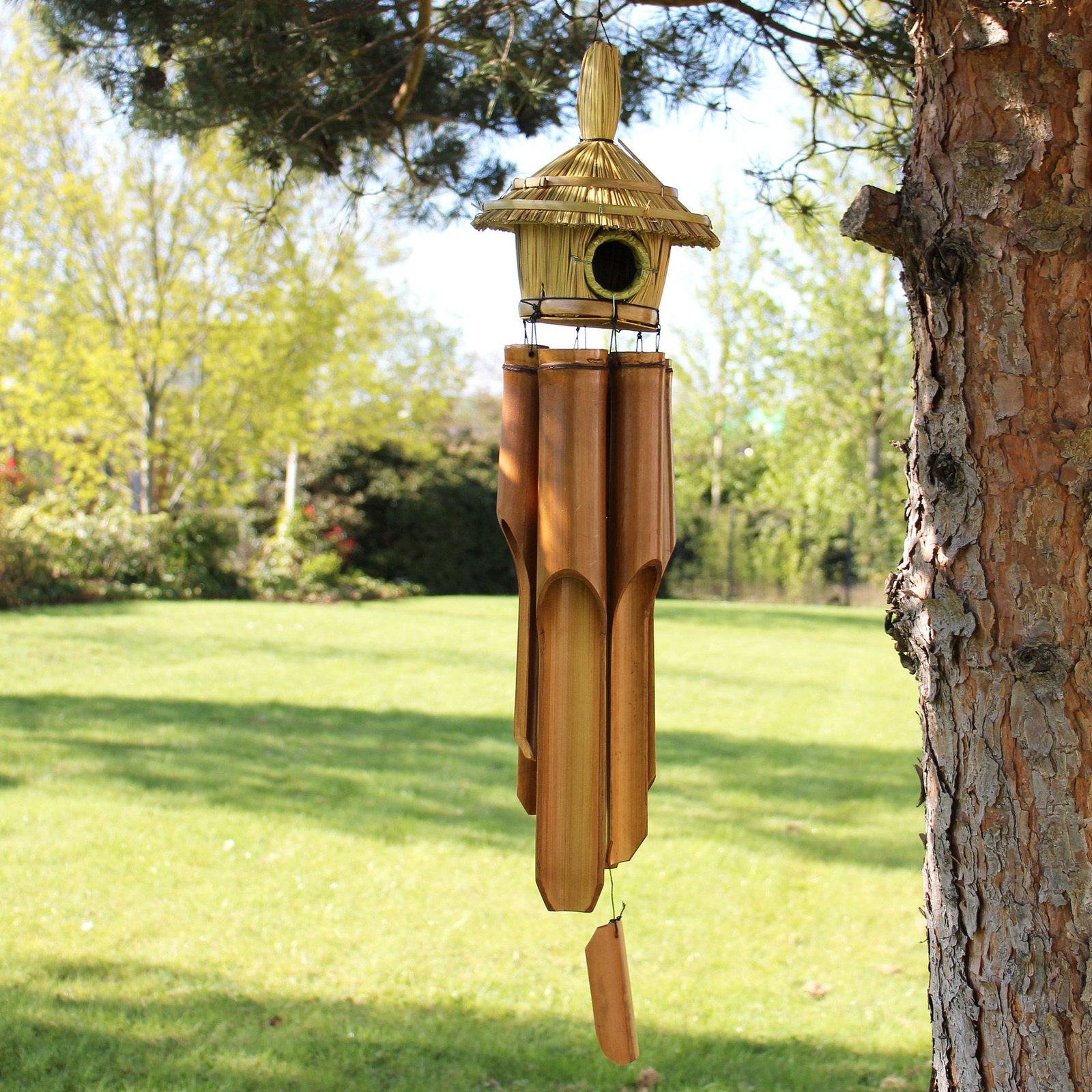 Stor Rund Søgræs Fuglekasse med Vindspil 56x20cm - Billede 5