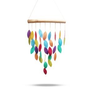 Regnbue Capiz Vindspil med Blade – 60 cm