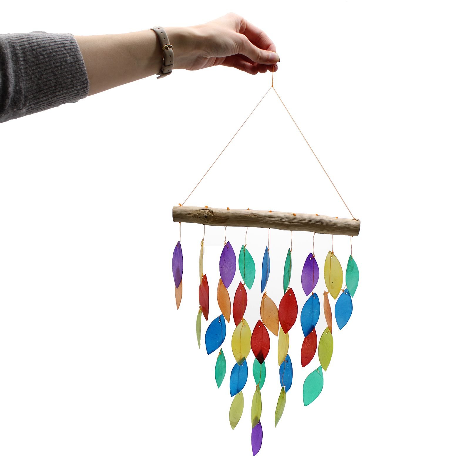 Regnbue Capiz Vindspil med Blade – 60 cm - Billede 3
