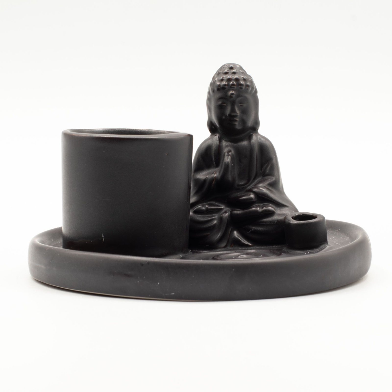 Multifunktionelt Buddha-røgelsesfad - Keramik mat sort – billede 8