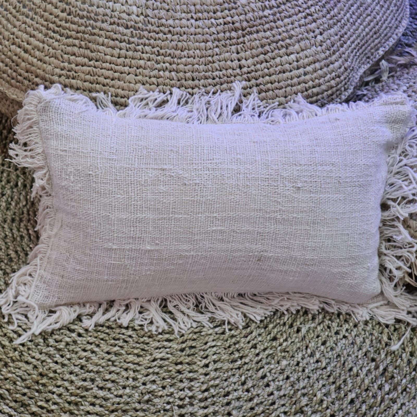 1x hørpude 30x50cm med frynser - Billede 4