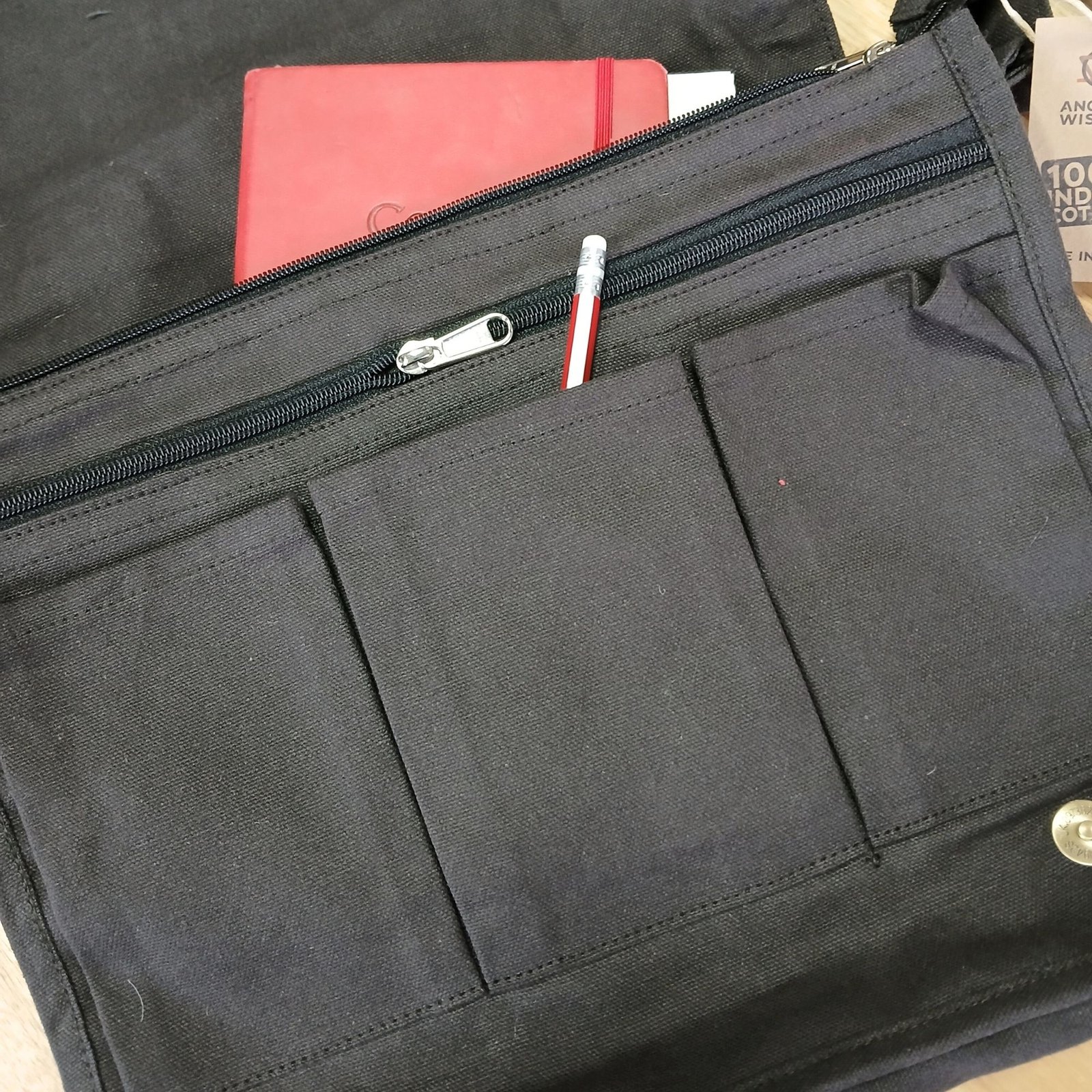 Bomulds Canvas Laptop Messengertaske - Kulgrå - Billede 2