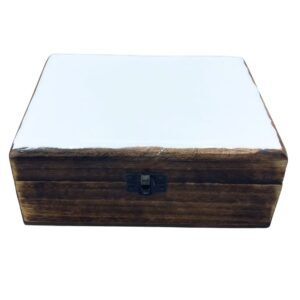 Stor Keramikglaseret Træboks - 20x15x7.5cm - Hvid