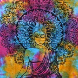 Dobbelt Bomuldssengetæppe og Vægtæppe - Fredfyldt Buddha 230cm x 200cm