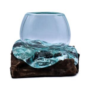 Smeltet Glas Mini Guldfiskeskål på Træ 20cm