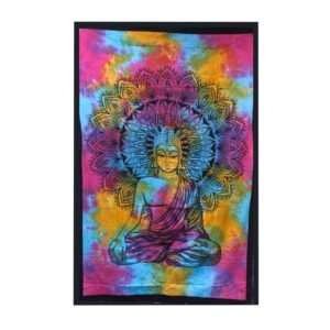 Enkelt Bomuldssengetæppe og Vægtæppe - Fredfyldt Buddha 130cm x 200cm