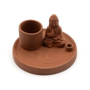 Multifunktionelt Buddha-røgelsesfad - Natur terrakotta-stil