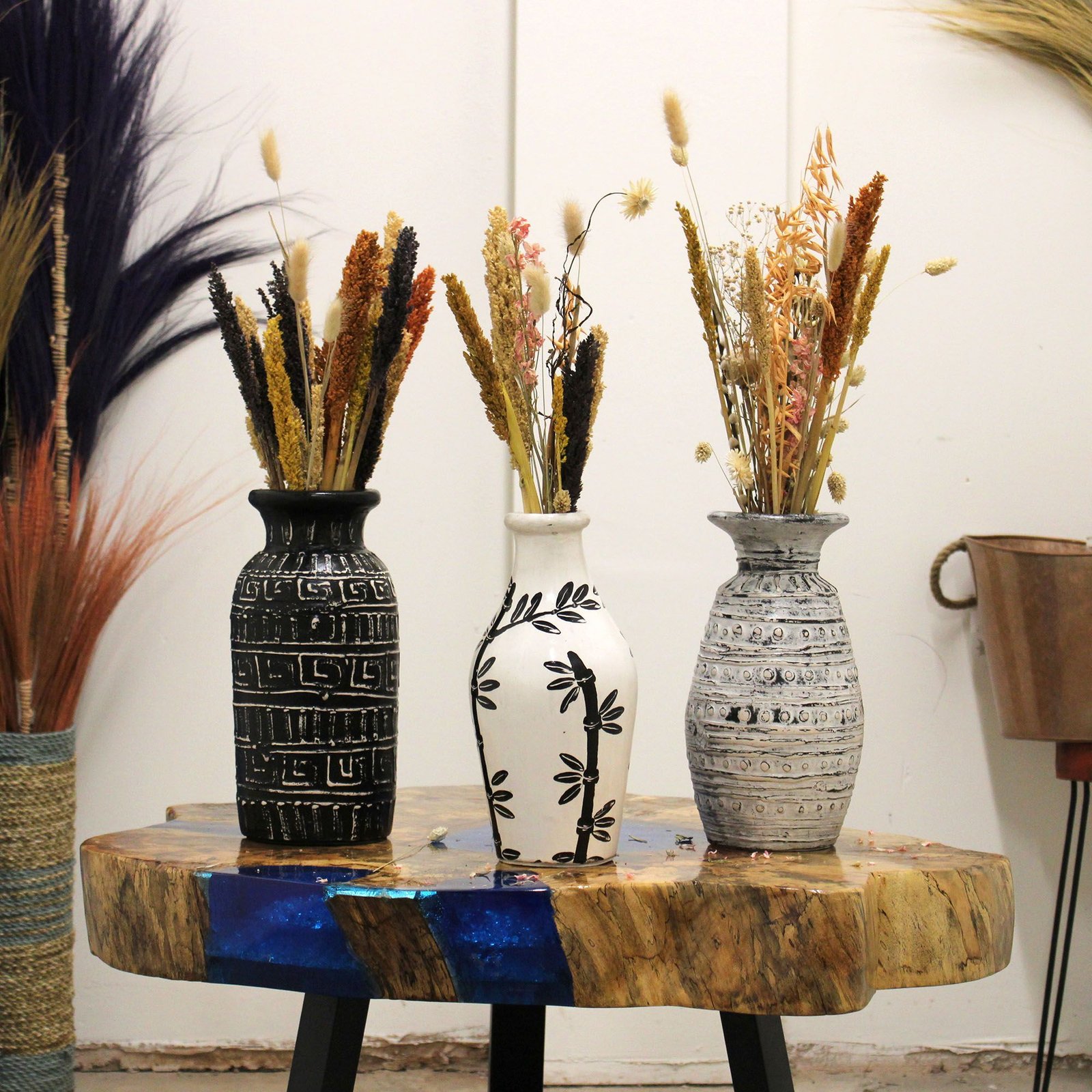 Bambusmotiv Lige Vase - Naturlig - Billede 7