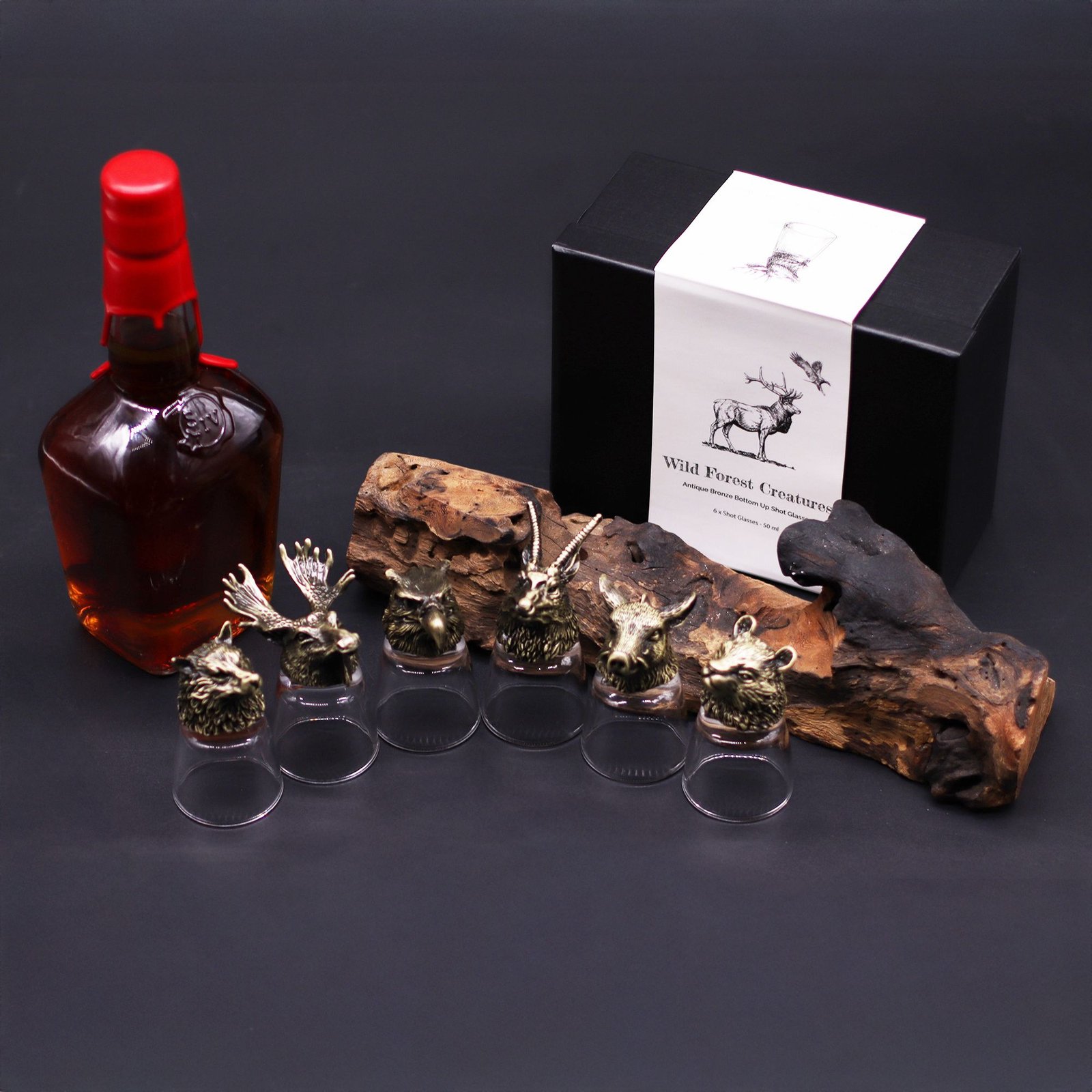 Gavesæt med 6 Shotglas (50ml) - Vilde Skovvæsener - Antik Bronze - Billede 7