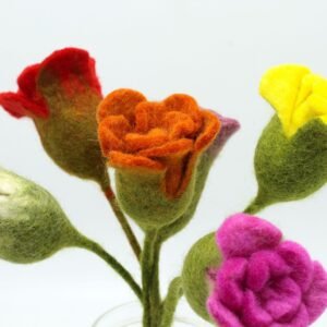 6x Filtblomster - Roser (assorterede farver)
