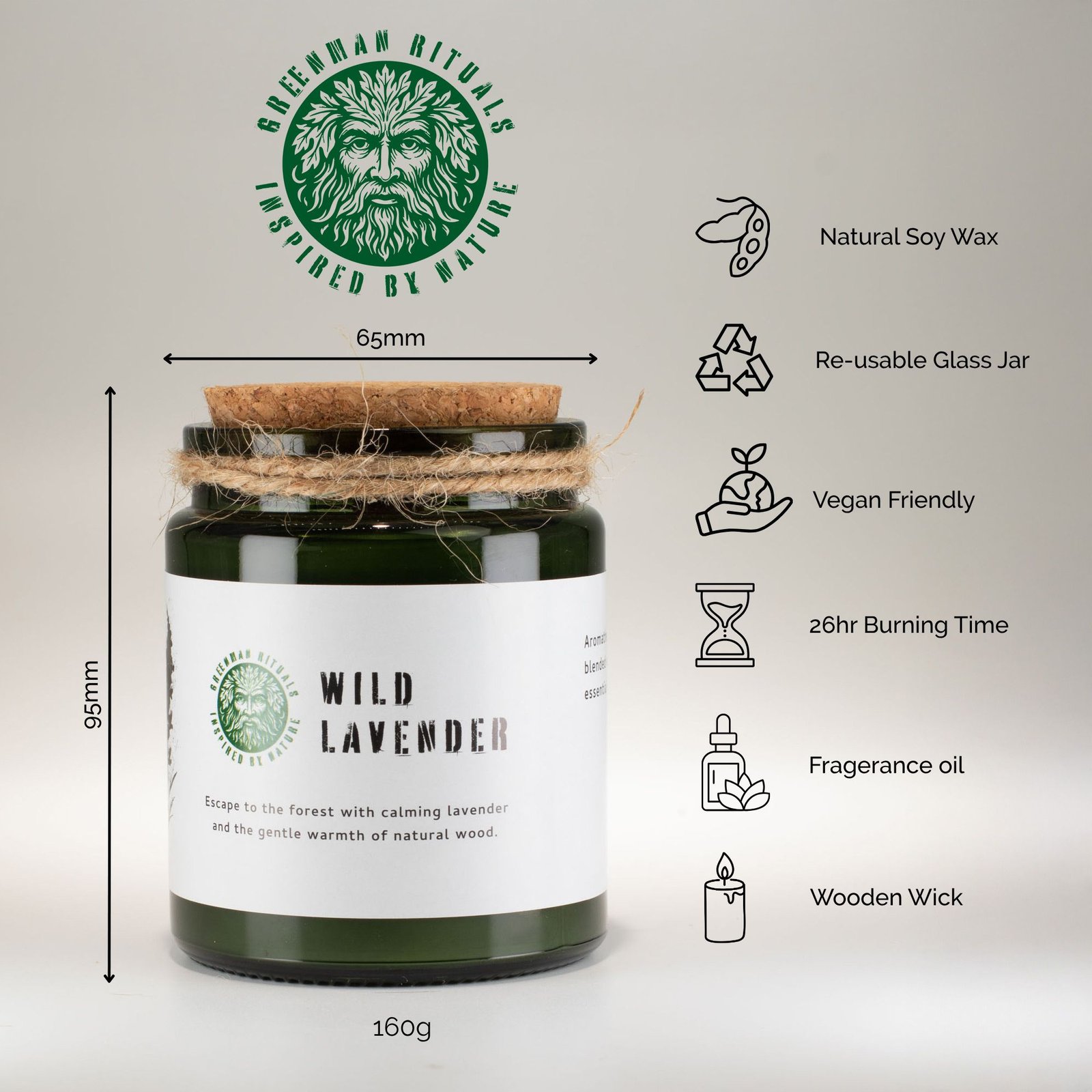 Greenman Woodwick Soy Candle - Woodland Zest - Billede 8