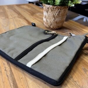 Canvas stor laptoppung - Oliven - 30x40cm