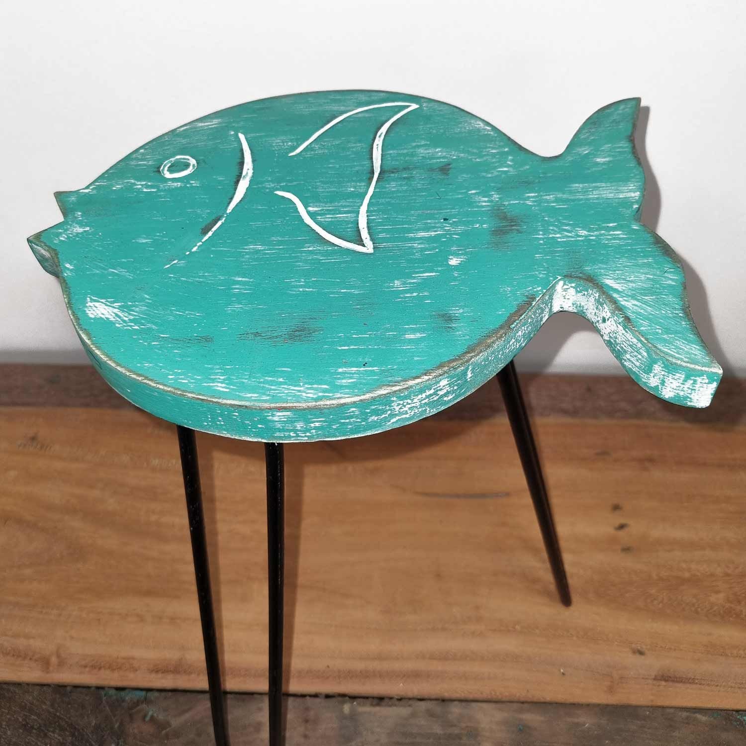 Albasia træ fiskestativ - Turkis - Billede 5