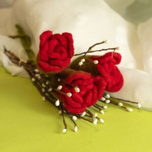 6x Filtblomster - Røde Roser