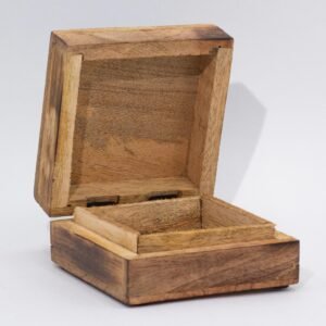Stor Firkantet Æske 15x17.5x8cm - Svampe-design Petrol