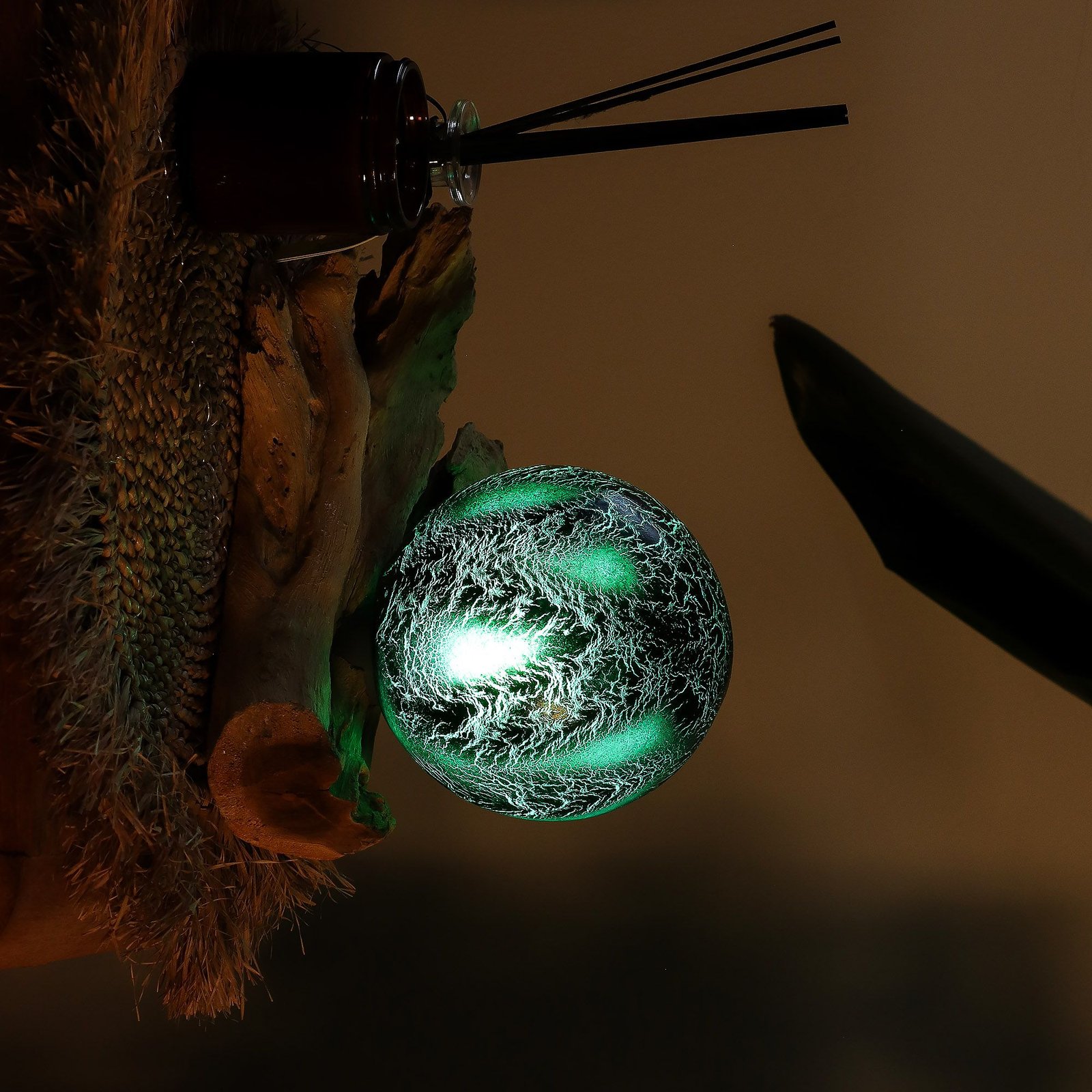 DriftGlow Lamp Emerald Crackle Shade – billede 3