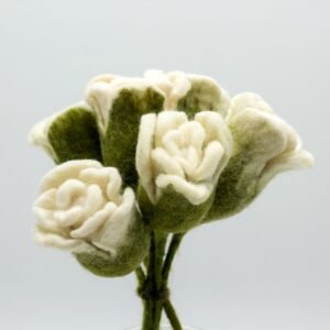 6x Filtblomster - Hvide Roser