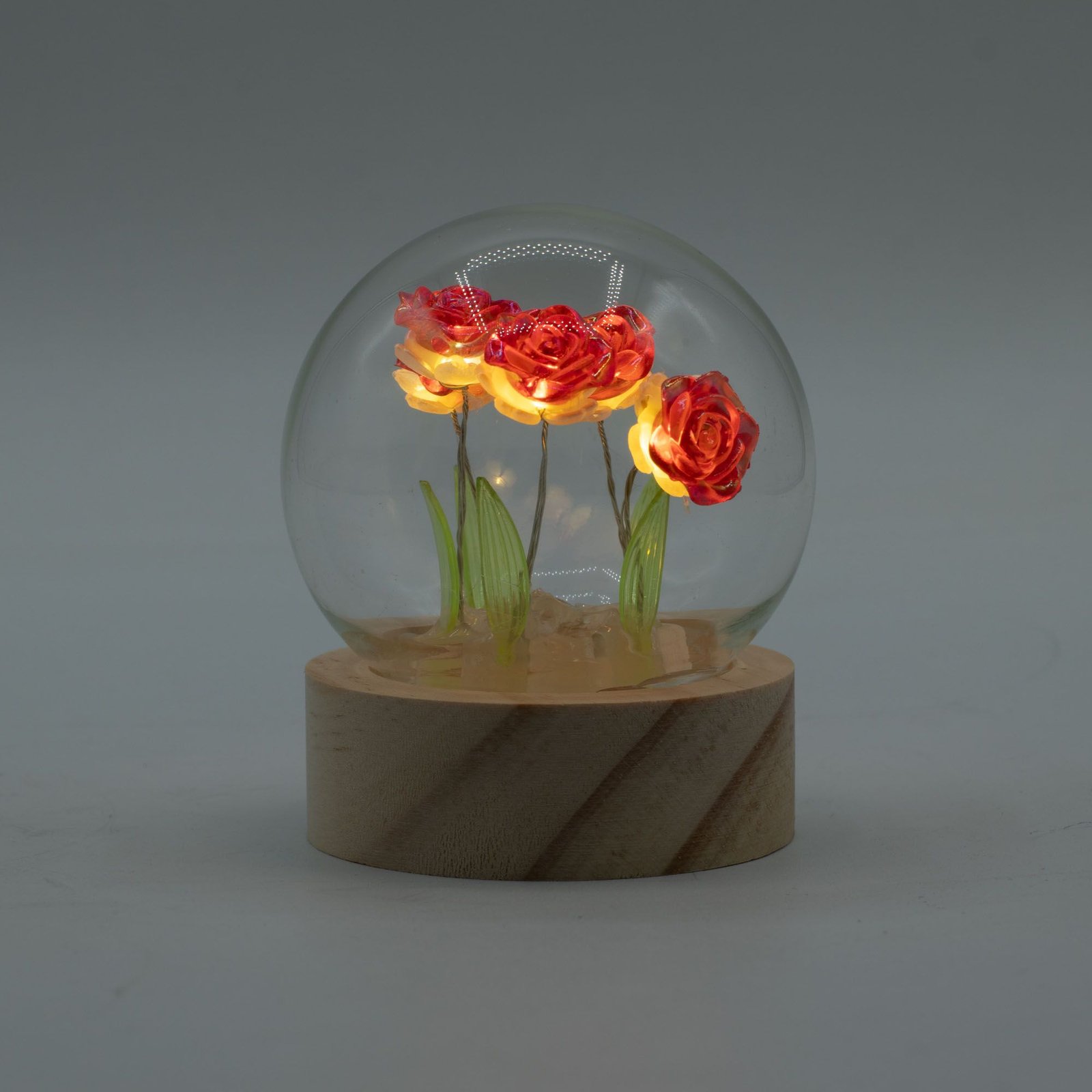 Blomster Glow Havekuppel - 5 Røde Roser - LED Batteri - Billede 3