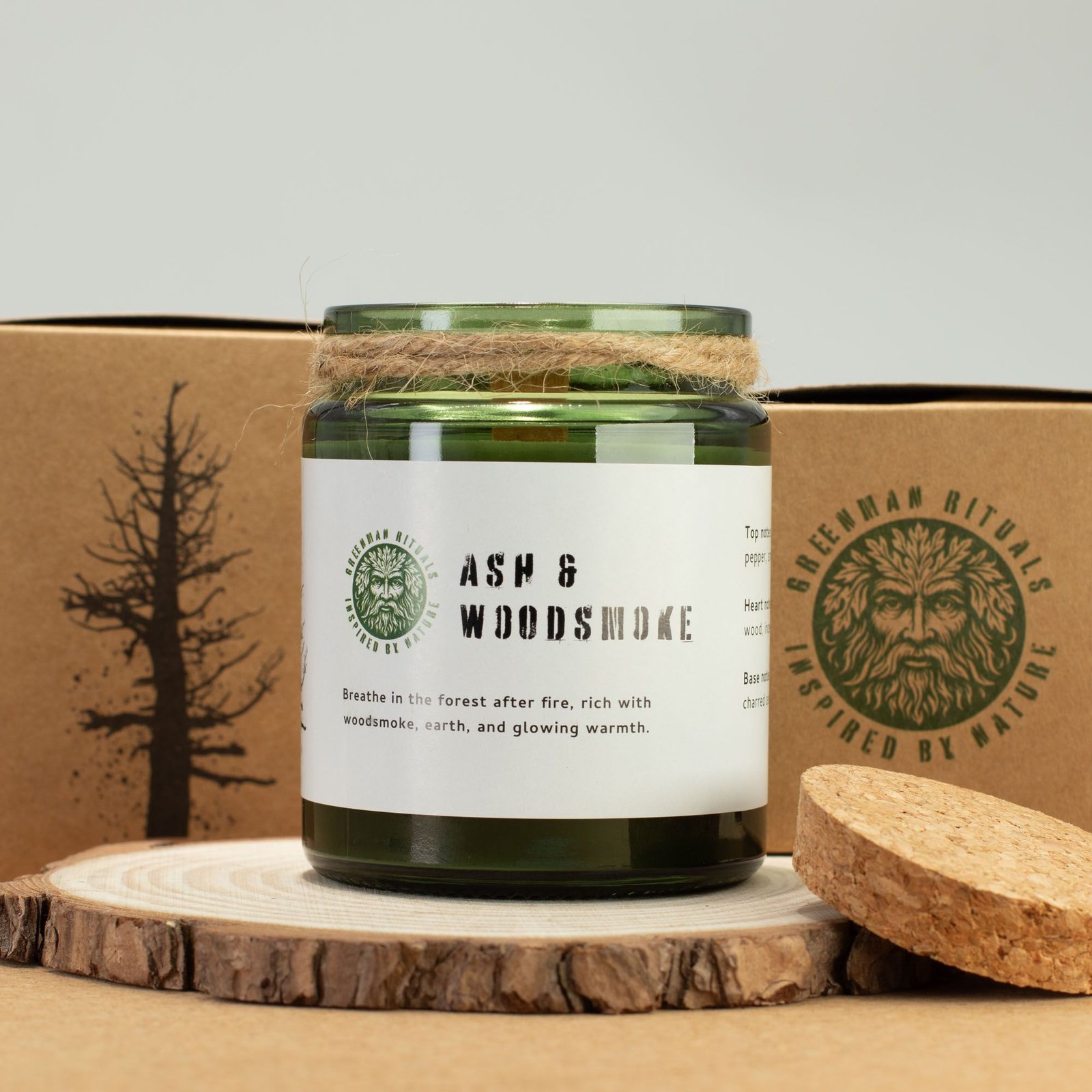 Greenman Woodwick Soy Candle - Ash & Woodsmoke - Billede 6